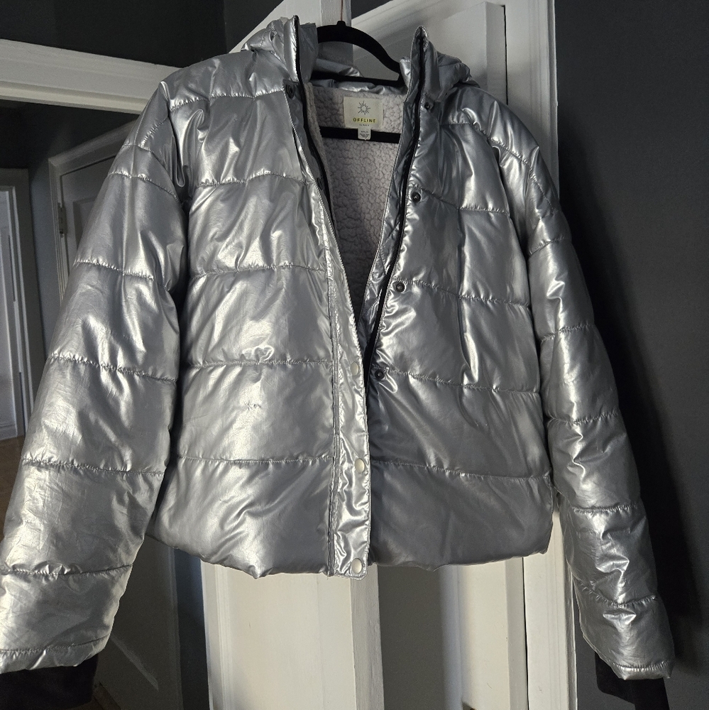 OFFLINE by Aerie Metallic Sherpa Lined Puffer Jacket